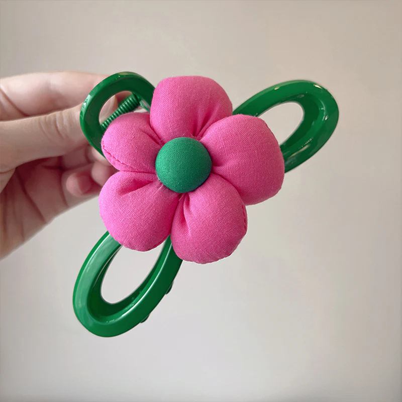40 Styles Plush Synthetic Fabric Flower Hair Claw - Image 52