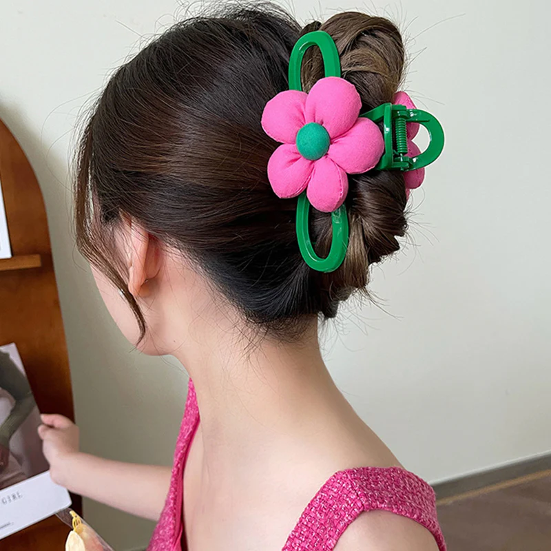 40 Styles Plush Synthetic Fabric Flower Hair Claw - Image 56