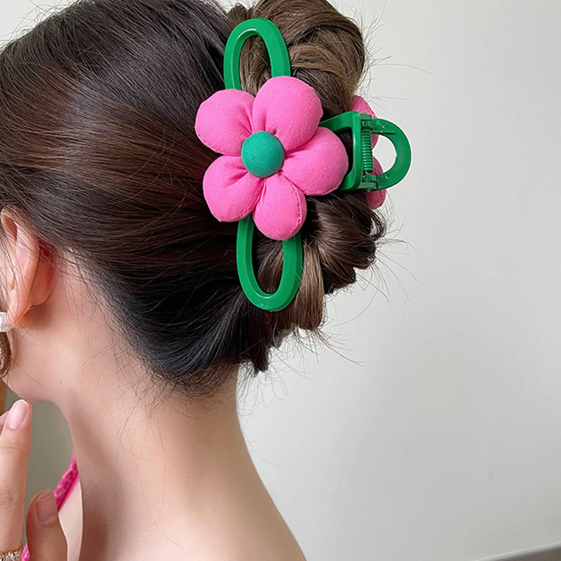 40 Styles Plush Synthetic Fabric Flower Hair Claw - Image 57