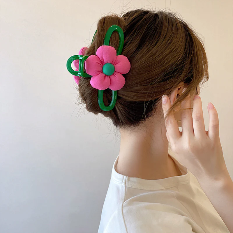 40 Styles Plush Synthetic Fabric Flower Hair Claw - Image 58