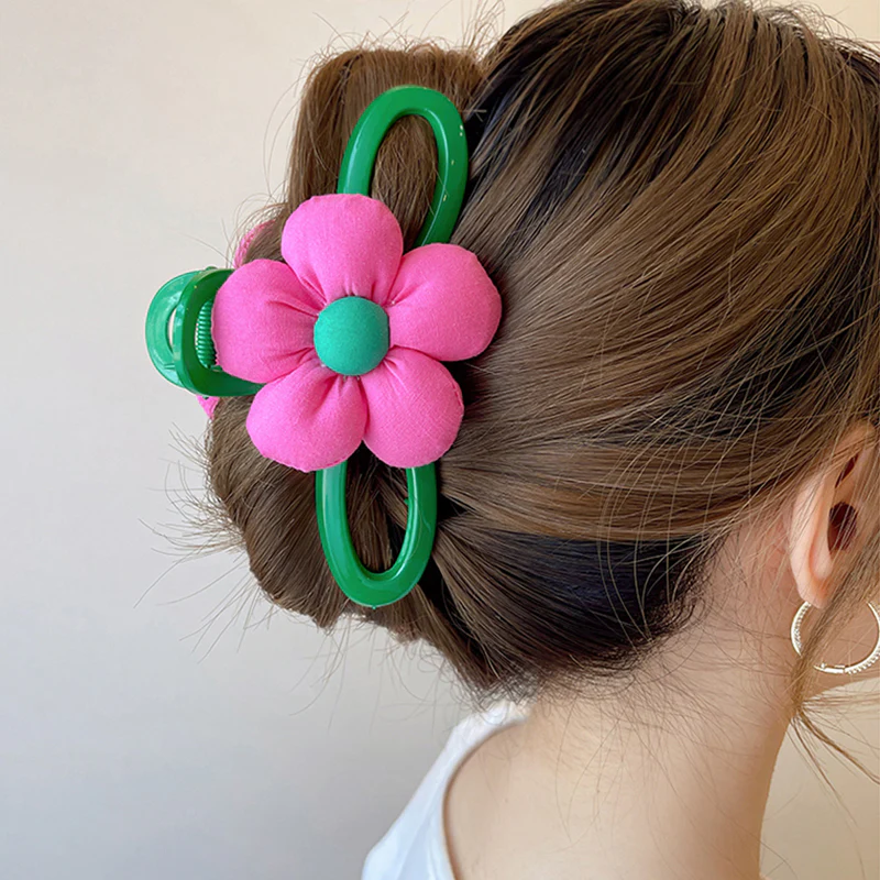 40 Styles Plush Synthetic Fabric Flower Hair Claw - Image 61