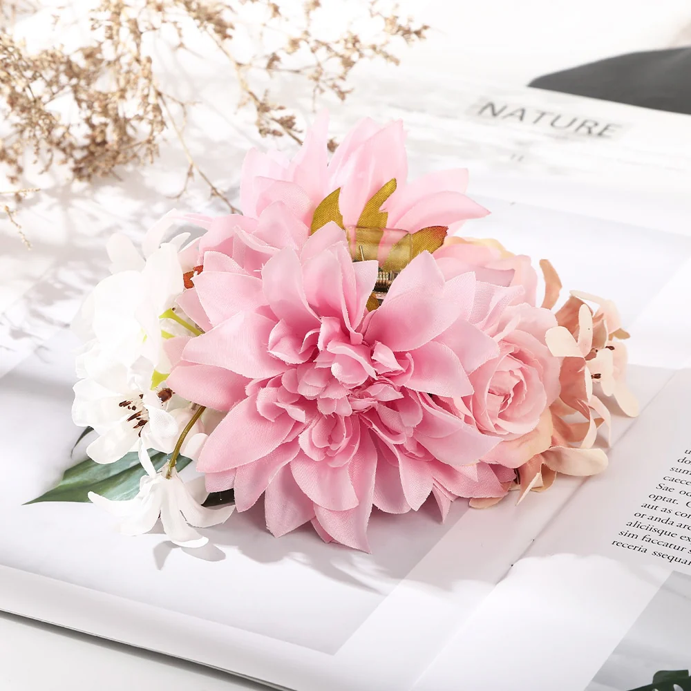 40 Styles Plush Synthetic Fabric Flower Hair Claw - Image 8