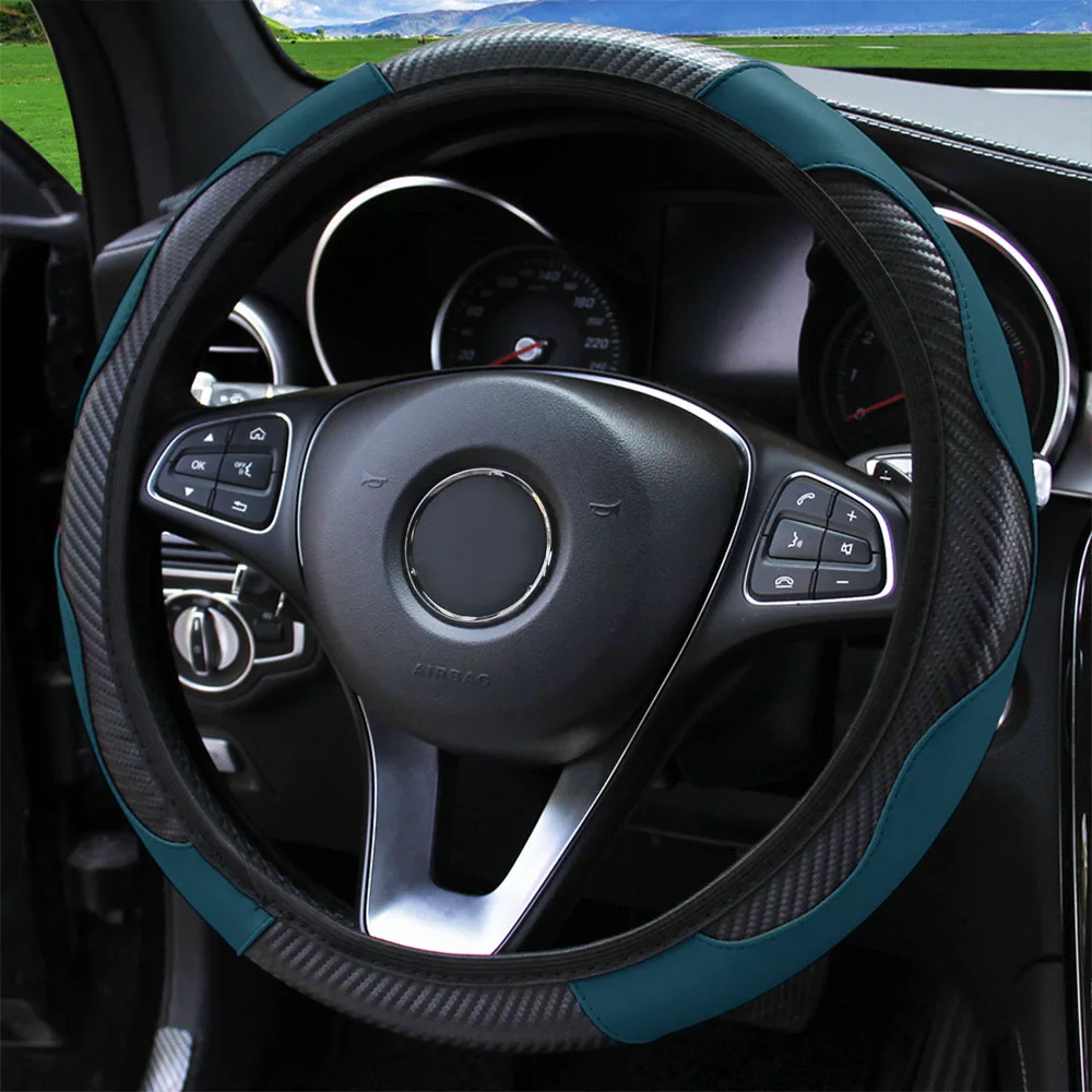 PU Carbon Fiber Leather Car Steering Wheel Cover - Image 17