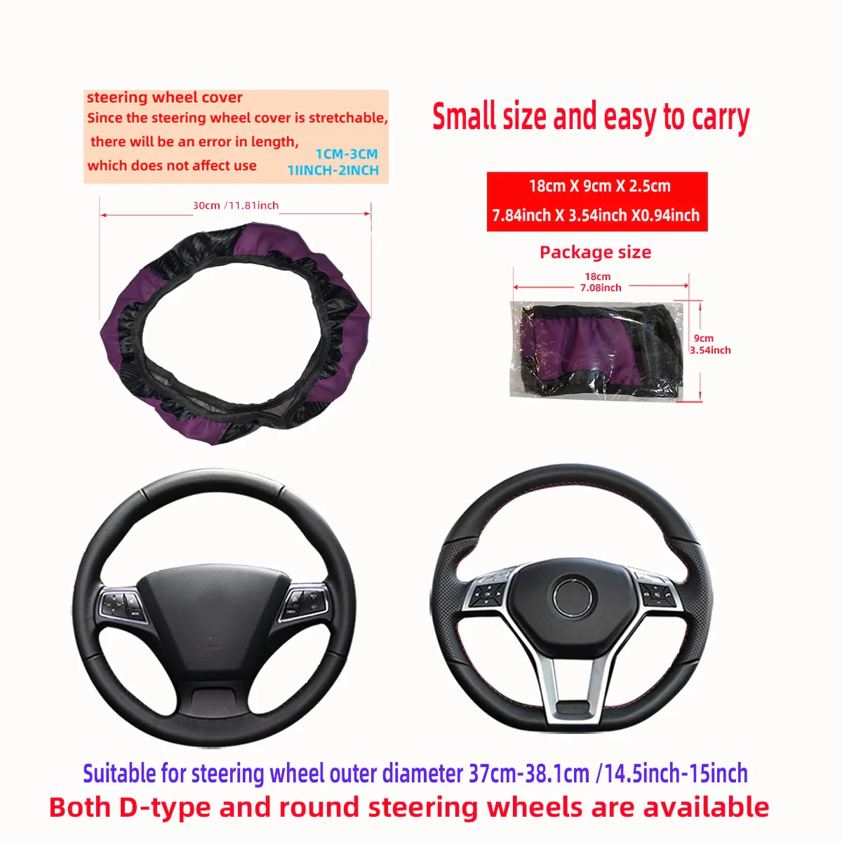 PU Carbon Fiber Leather Car Steering Wheel Cover - Image 18