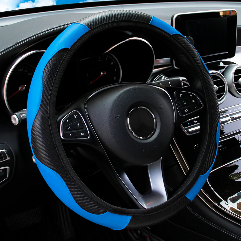 PU Carbon Fiber Leather Car Steering Wheel Cover - Image 28