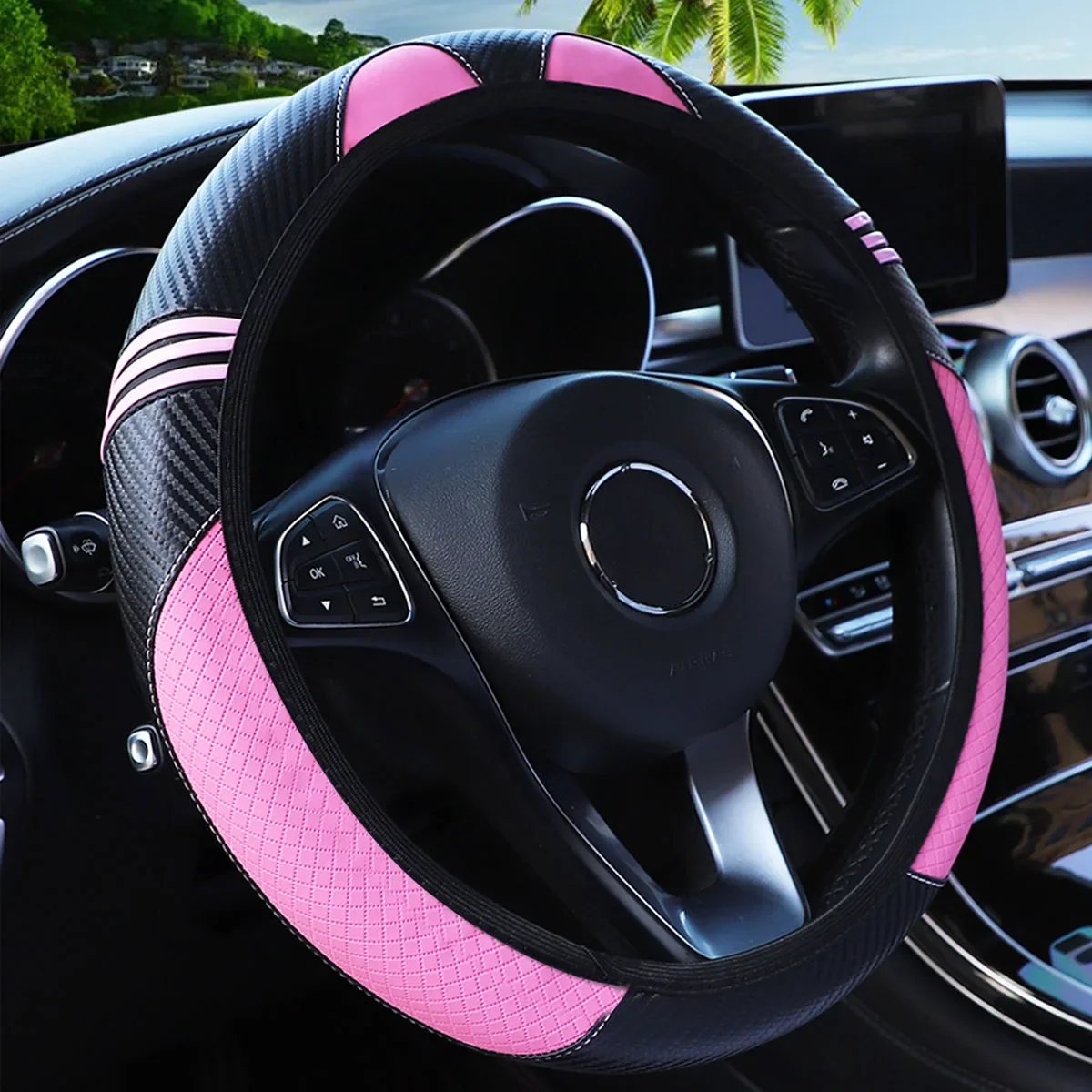 PU Leather Steering Wheel Cover - Image 14