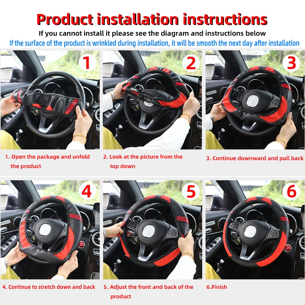 PU Leather Steering Wheel Cover - Image 8