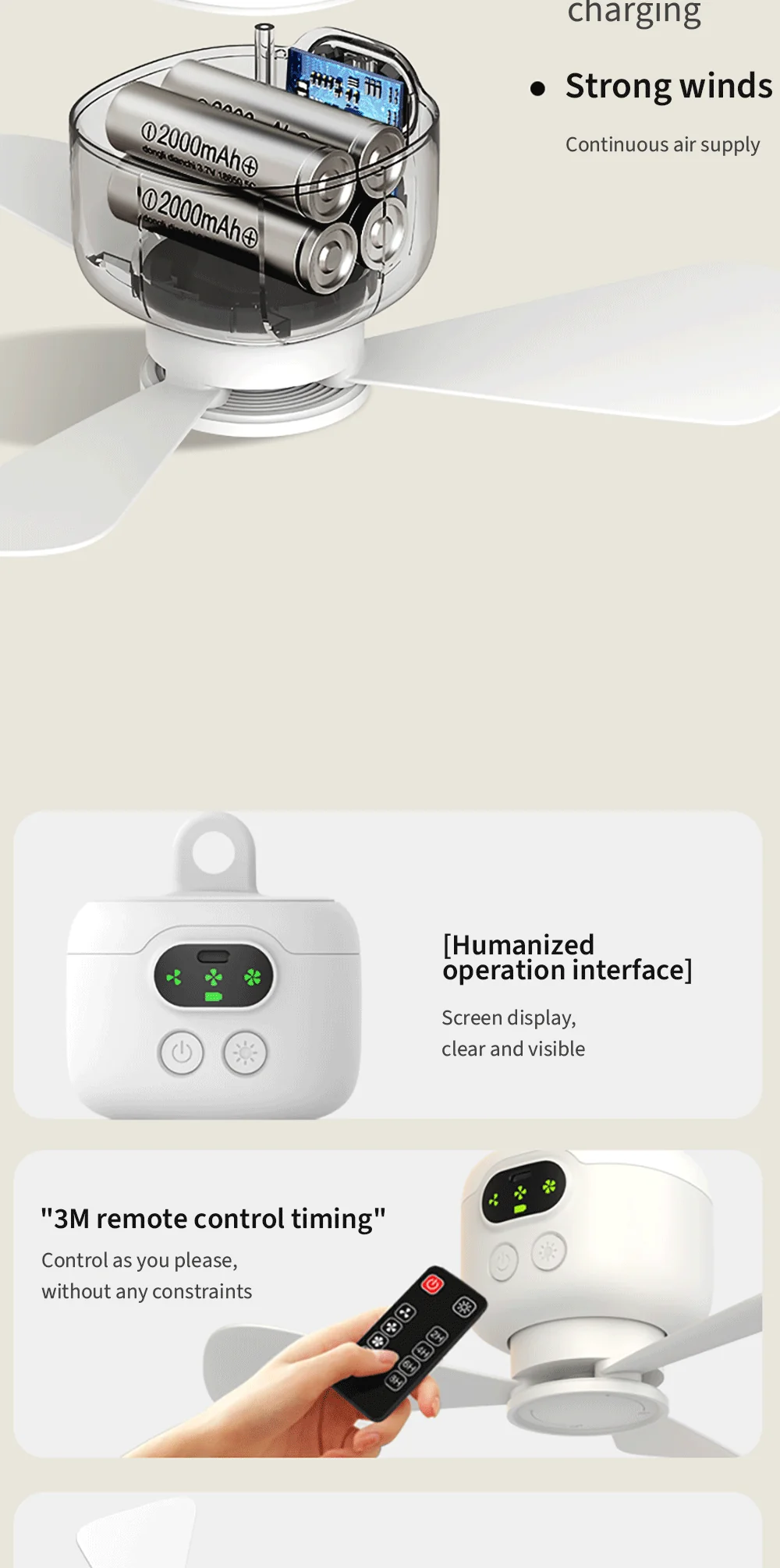 Rechargeable Camping Ceiling Fan Light - Image 15
