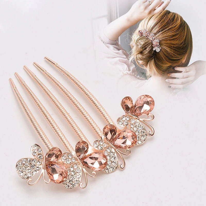 Rhinestone Butterfly Hair Comb Pin - Image 14