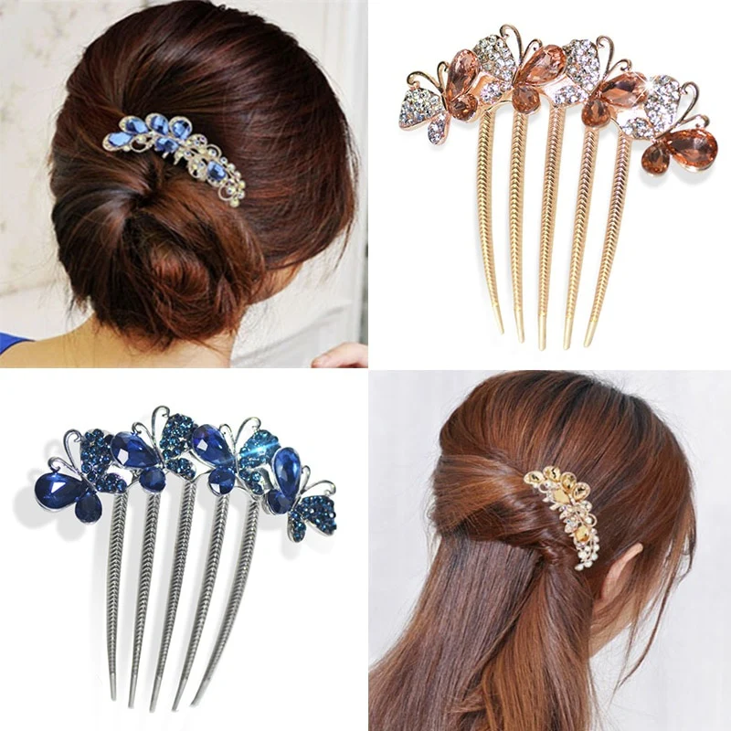 Rhinestone Butterfly Hair Comb Pin - Image 17