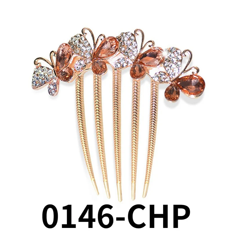Rhinestone Butterfly Hair Comb Pin - Image 3