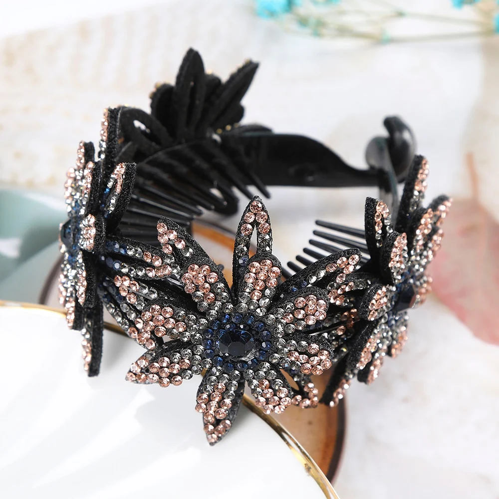 Rhinestone Flower Bun Hairpin - Image 20