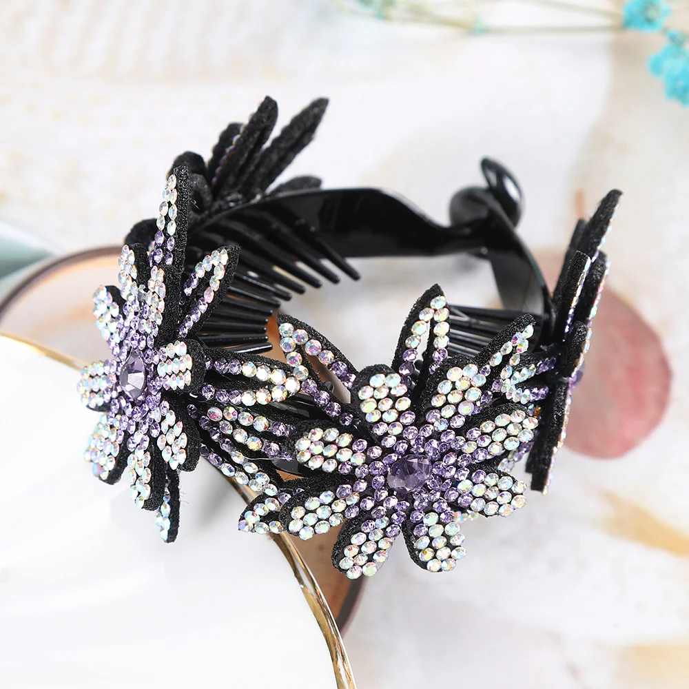 Rhinestone Flower Bun Hairpin - Image 21