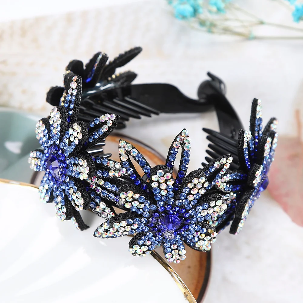 Rhinestone Flower Bun Hairpin - Image 25