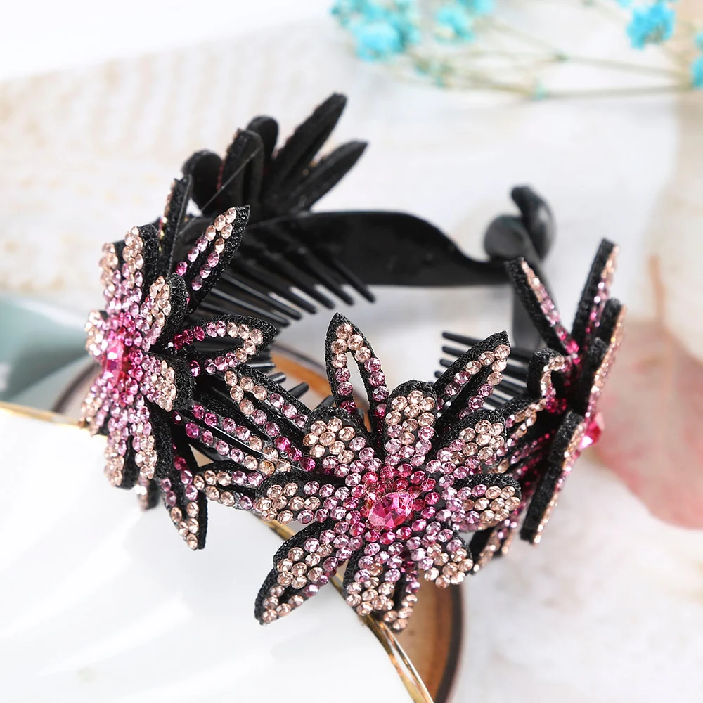 Rhinestone Flower Bun Hairpin - Image 28