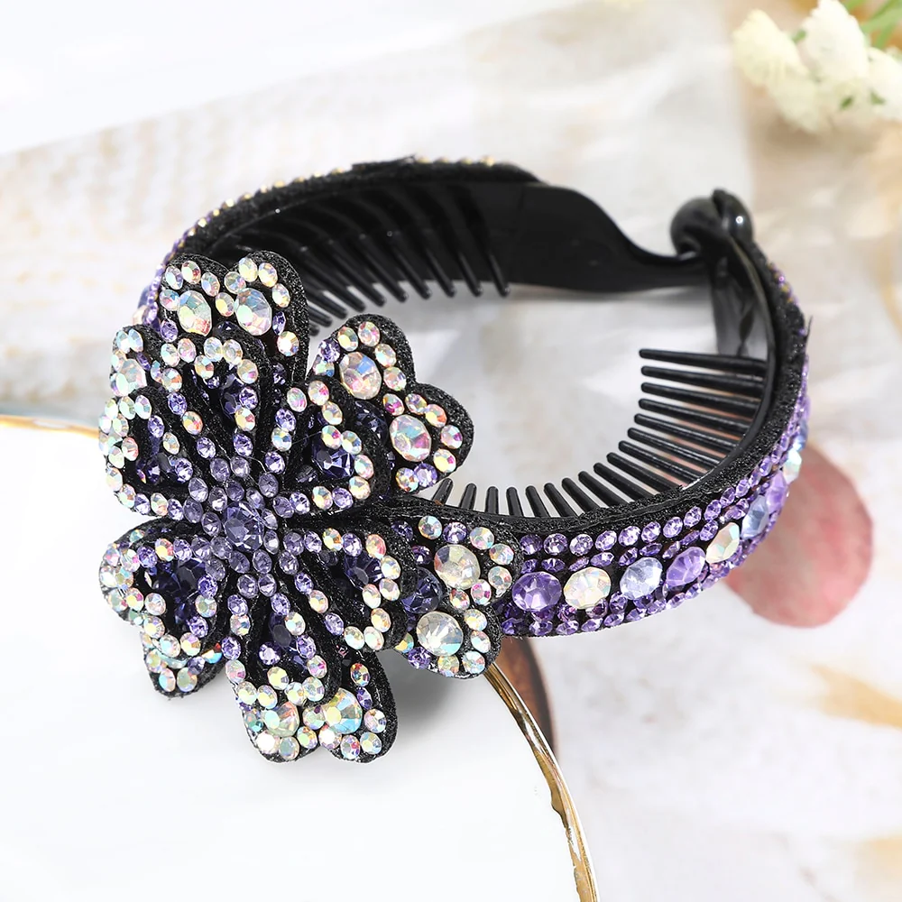 Rhinestone Flower Bun Hairpin - Image 3