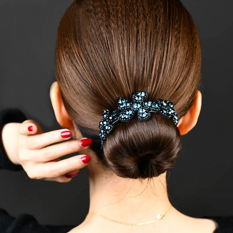 Rhinestone Flower Bun Hairpin - Image 32