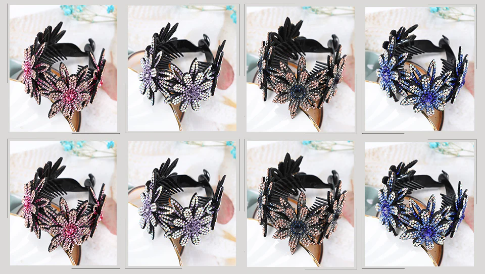 Rhinestone Flower Bun Hairpin - Image 35