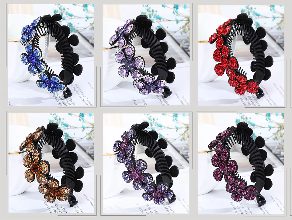 Rhinestone Flower Bun Hairpin - Image 38