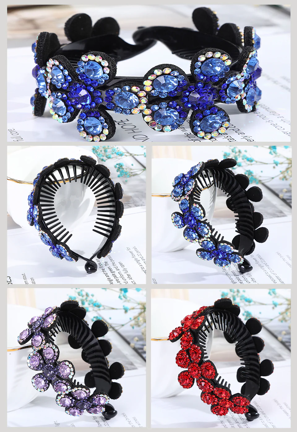 Rhinestone Flower Bun Hairpin - Image 39