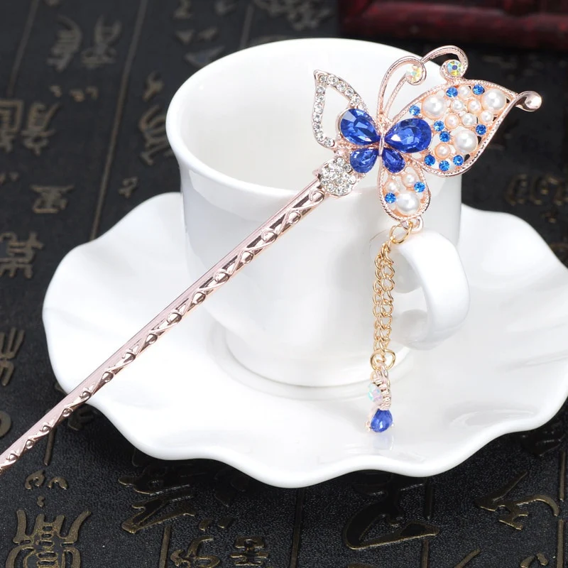 Rhinestone Flower Butterfly Hair Stick - Image 14