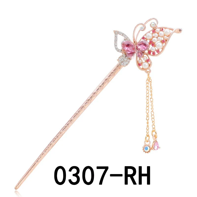 Rhinestone Flower Butterfly Hair Stick - Image 7