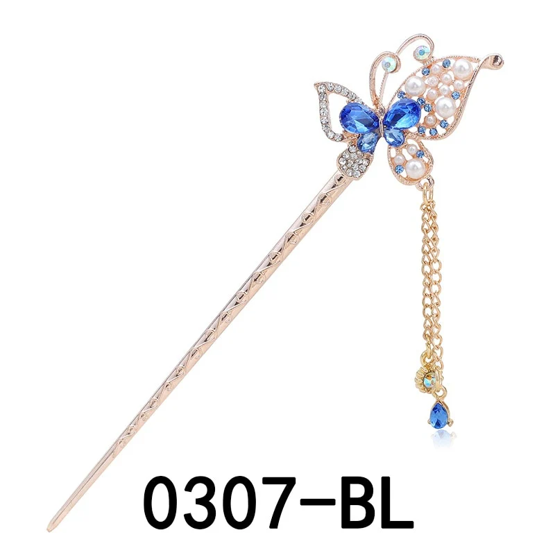 Rhinestone Flower Butterfly Hair Stick - Image 9
