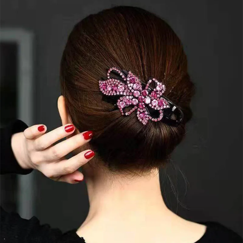 Rhinestone Flower Hair Clip - Image 2