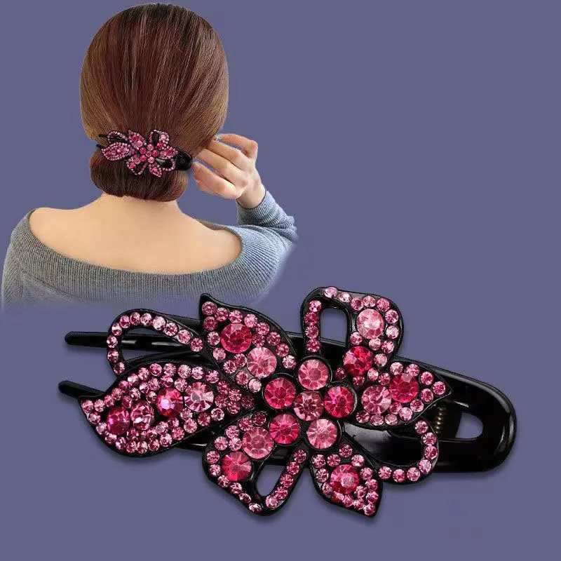 Rhinestone Flower Hair Clip - Image 4
