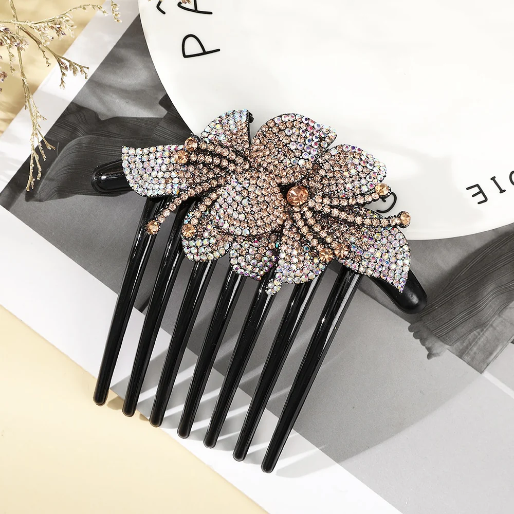 Rhinestone Flower Hair Comb - Image 2