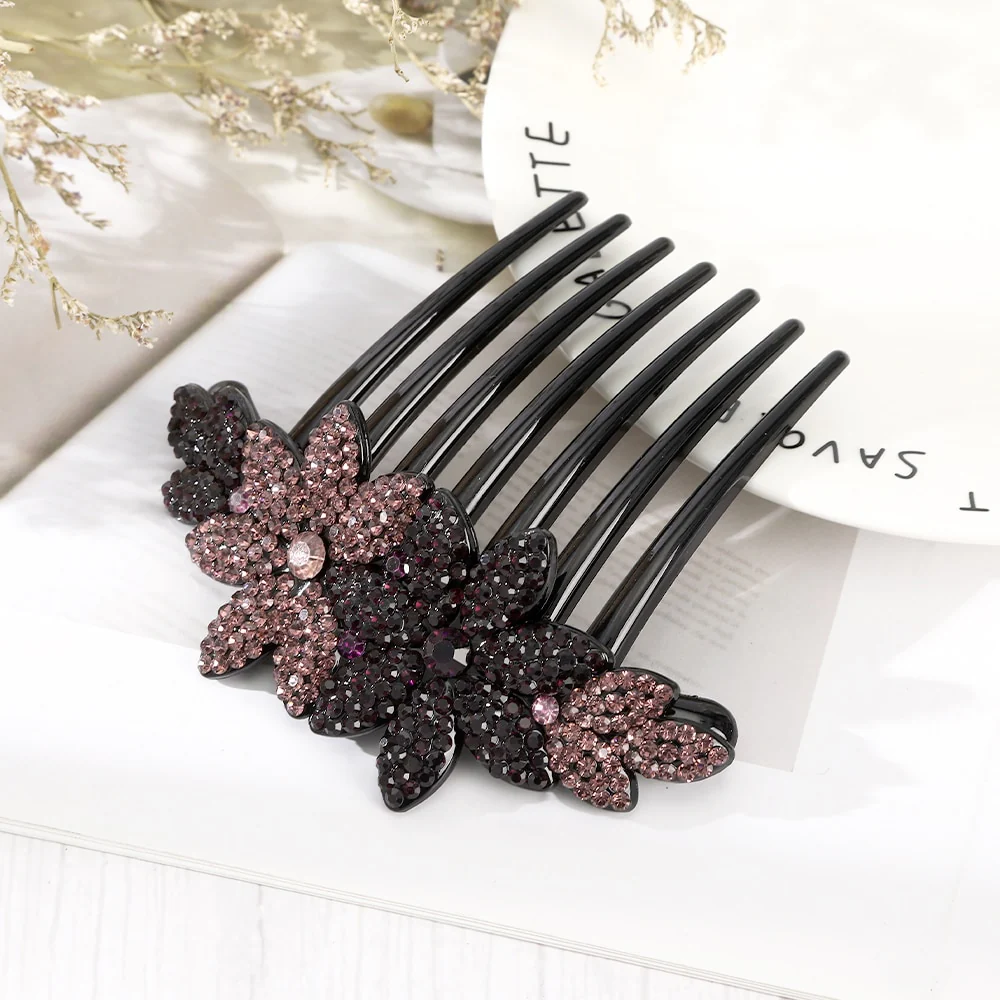 Rhinestone Flower Hair Comb - Image 20