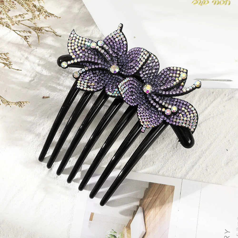Rhinestone Flower Hair Comb - Image 25