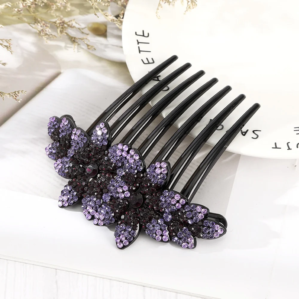 Rhinestone Flower Hair Comb - Image 29