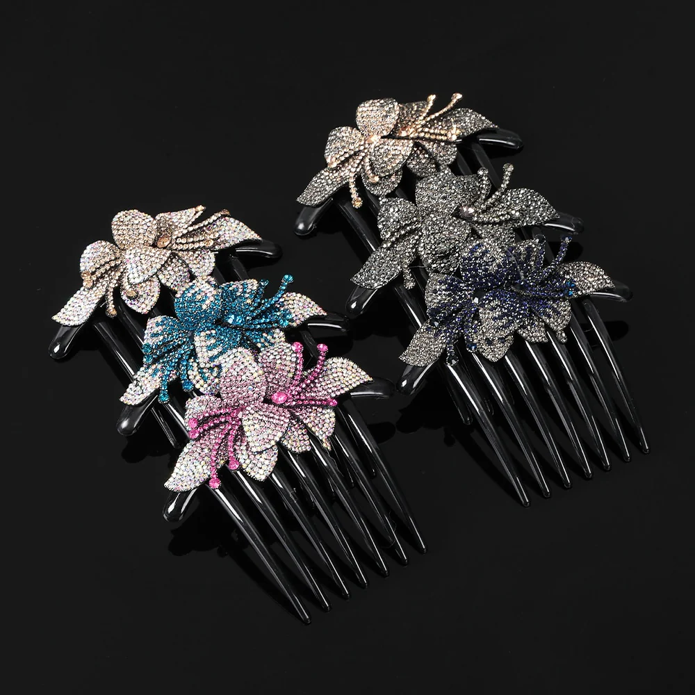 Rhinestone Flower Hair Comb - Image 33