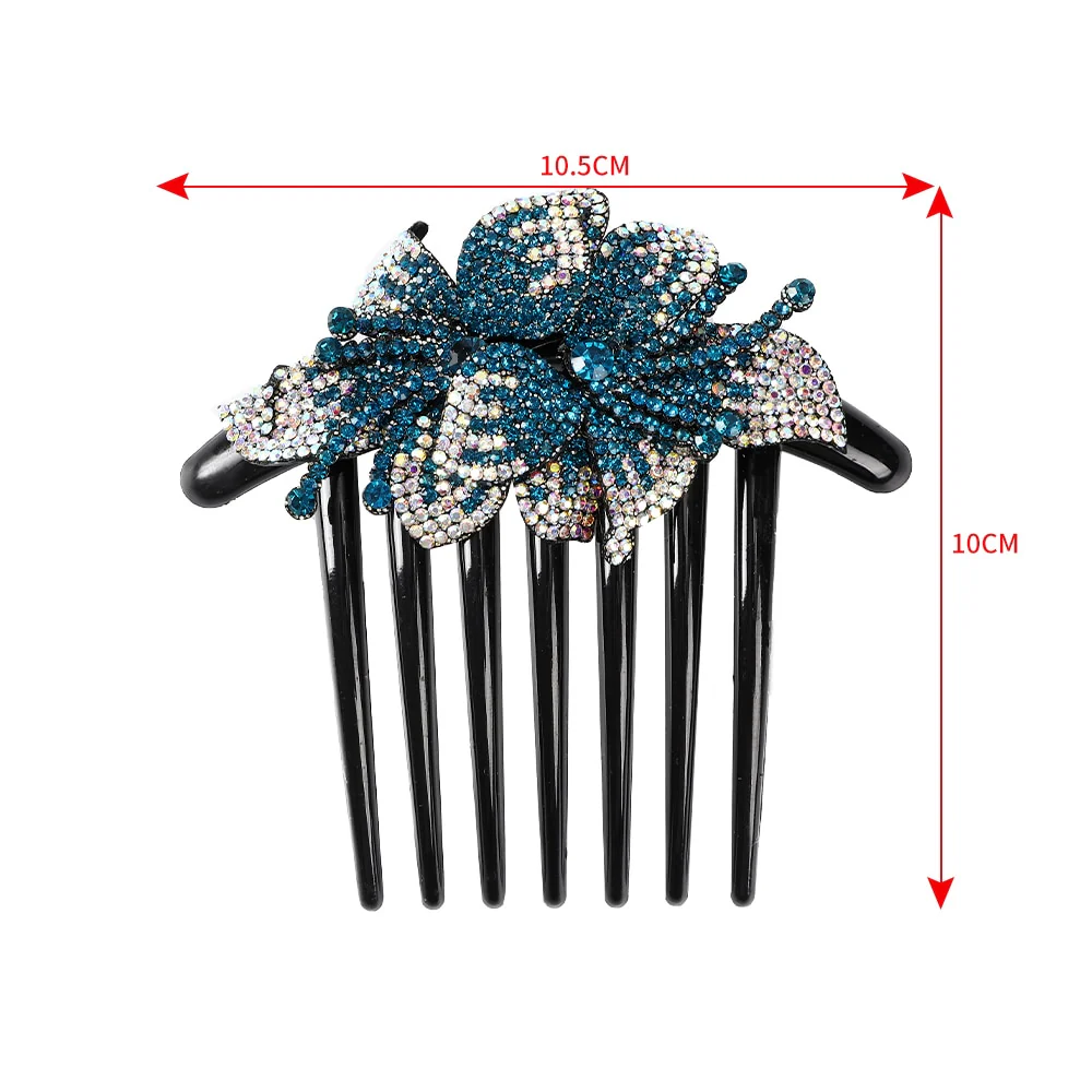 Rhinestone Flower Hair Comb - Image 34