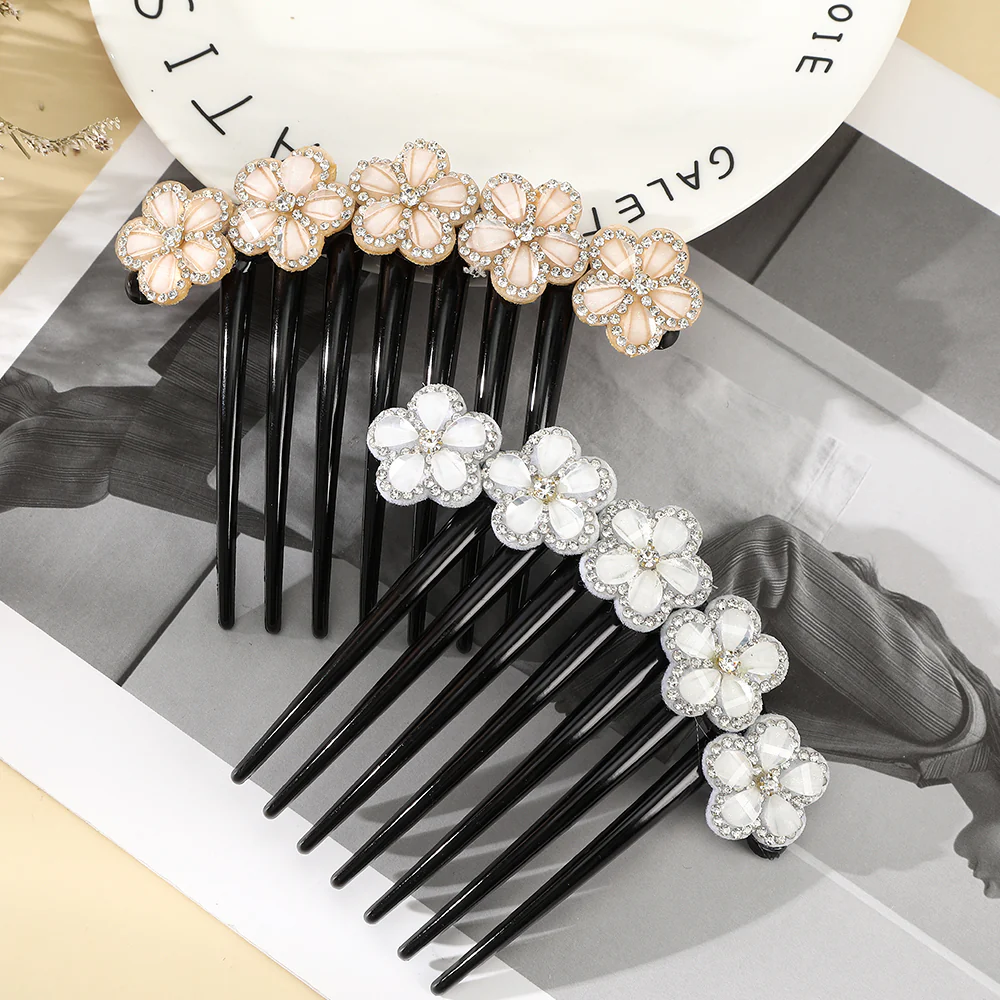 Rhinestone Flower Hair Comb - Image 37