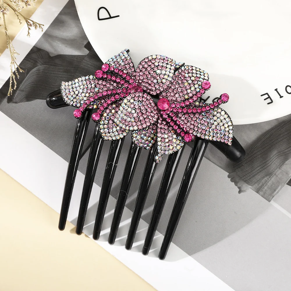 Rhinestone Flower Hair Comb - Image 4