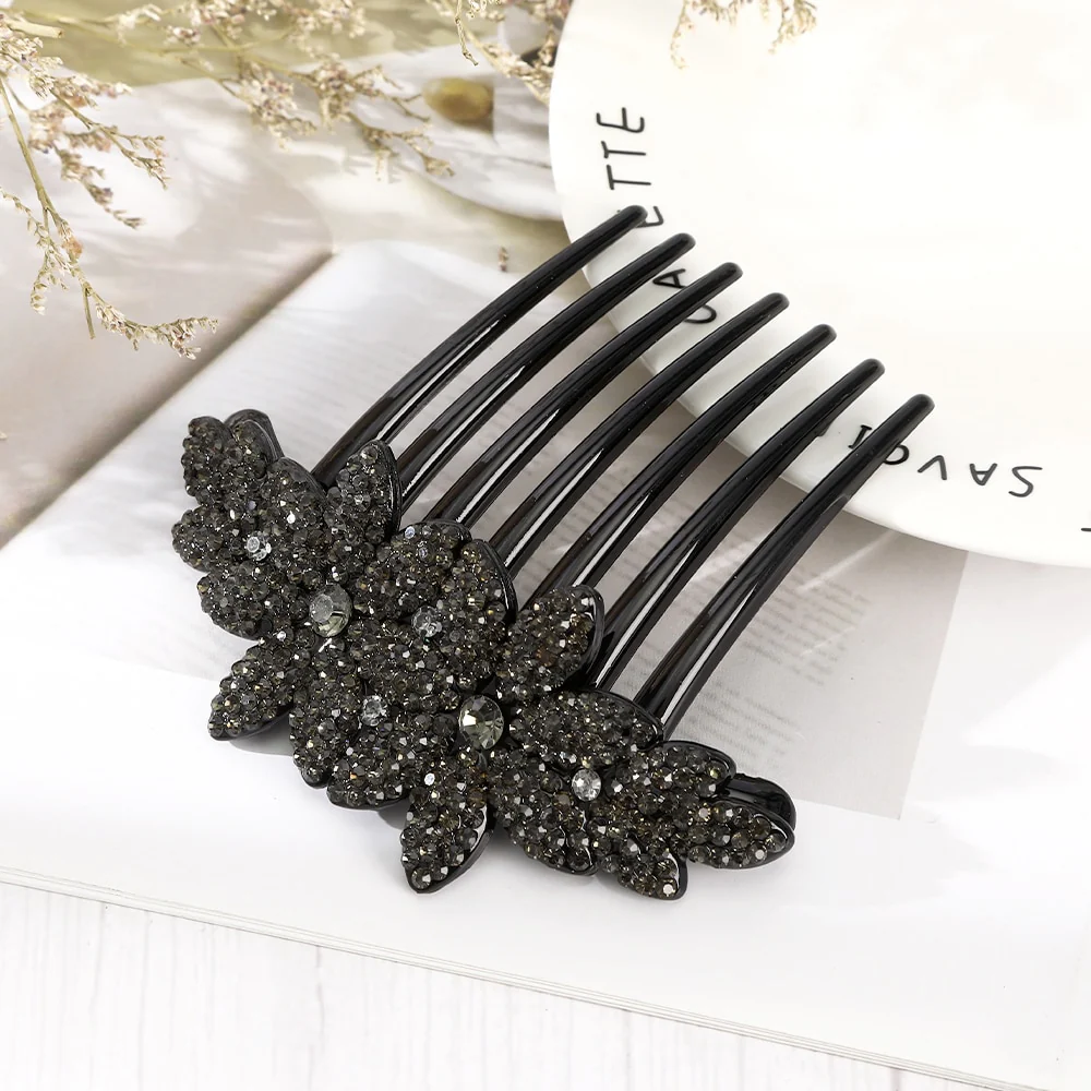 Rhinestone Flower Hair Comb - Image 6