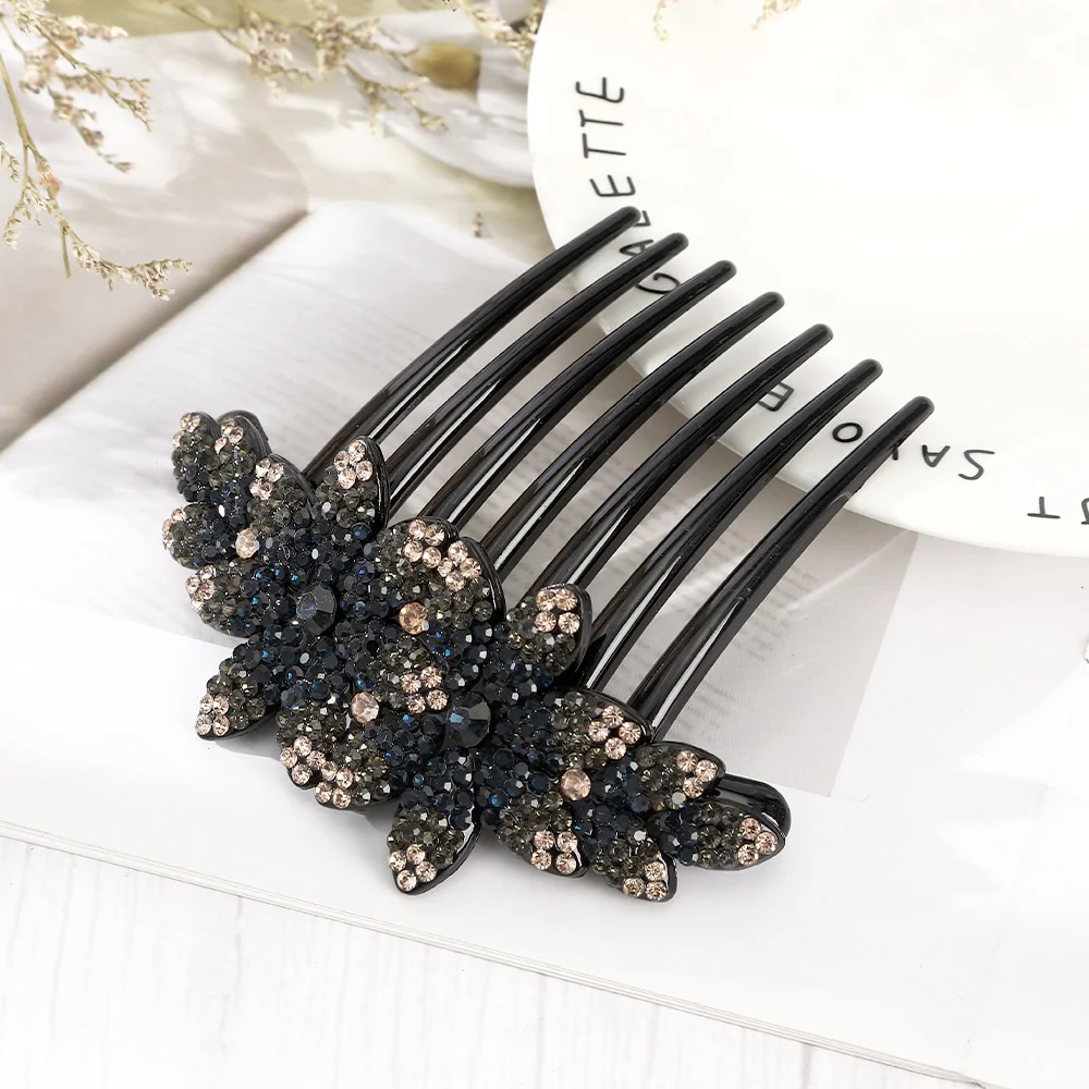Rhinestone Flower Hair Comb - Image 8