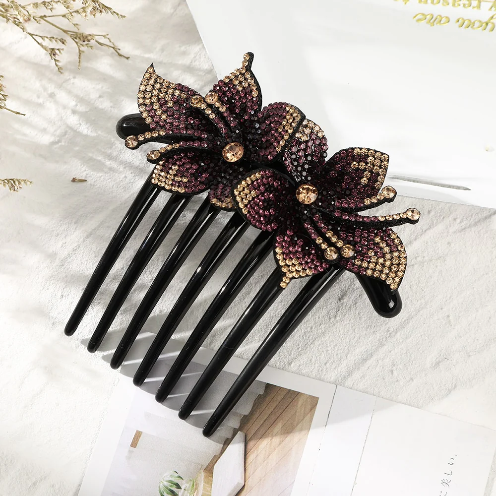 Rhinestone Flower Hair Comb - Image 9