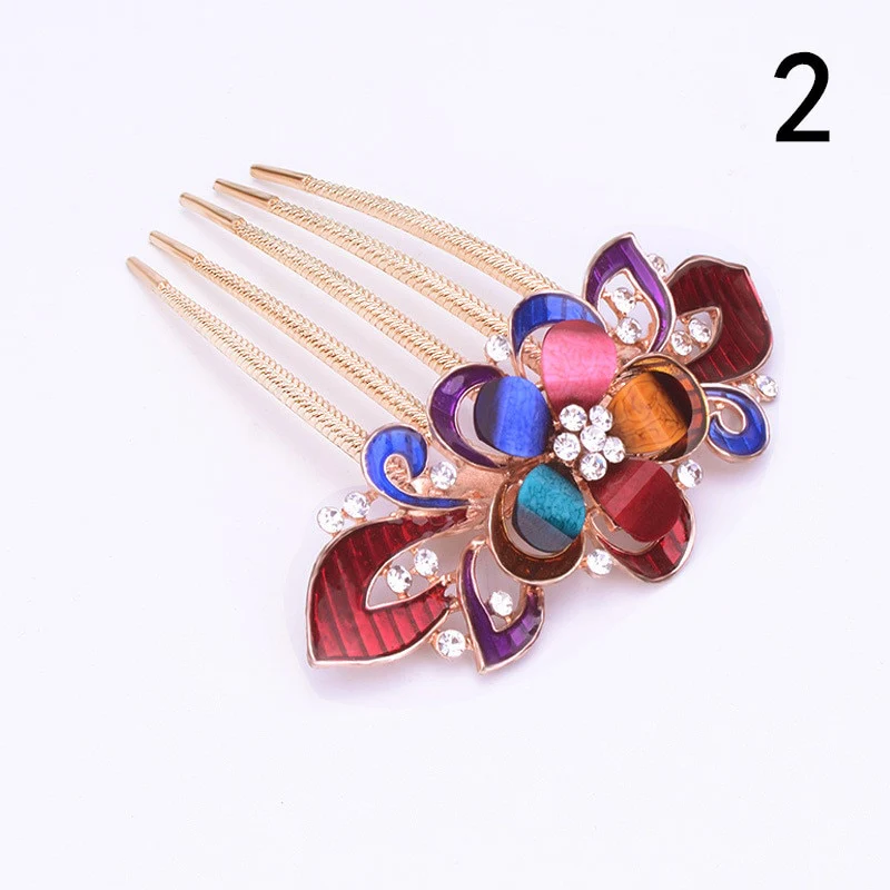 Rhinestone Hollow Out Colorful Flower Hair Pin - Image 11