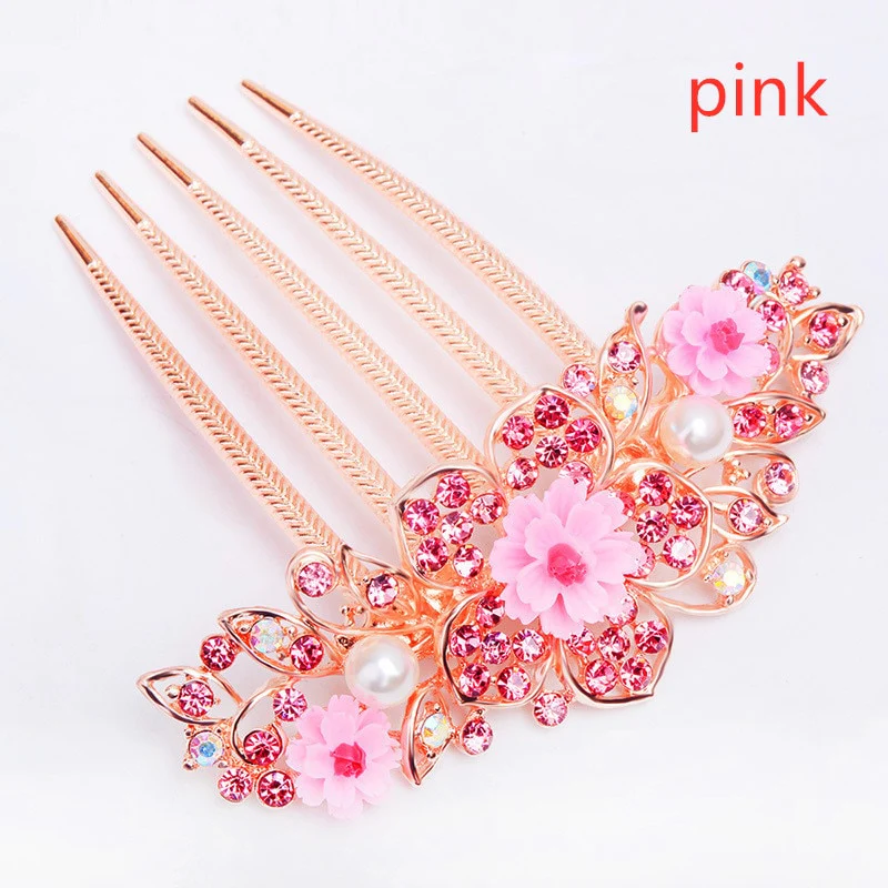 Rhinestone Hollow Out Colorful Flower Hair Pin - Image 14