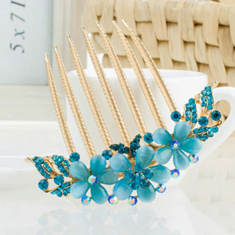 Rhinestone Hollow Out Colorful Flower Hair Pin - Image 17
