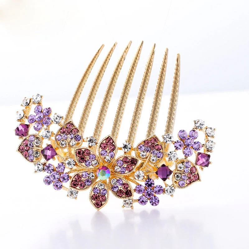 Rhinestone Hollow Out Colorful Flower Hair Pin - Image 25
