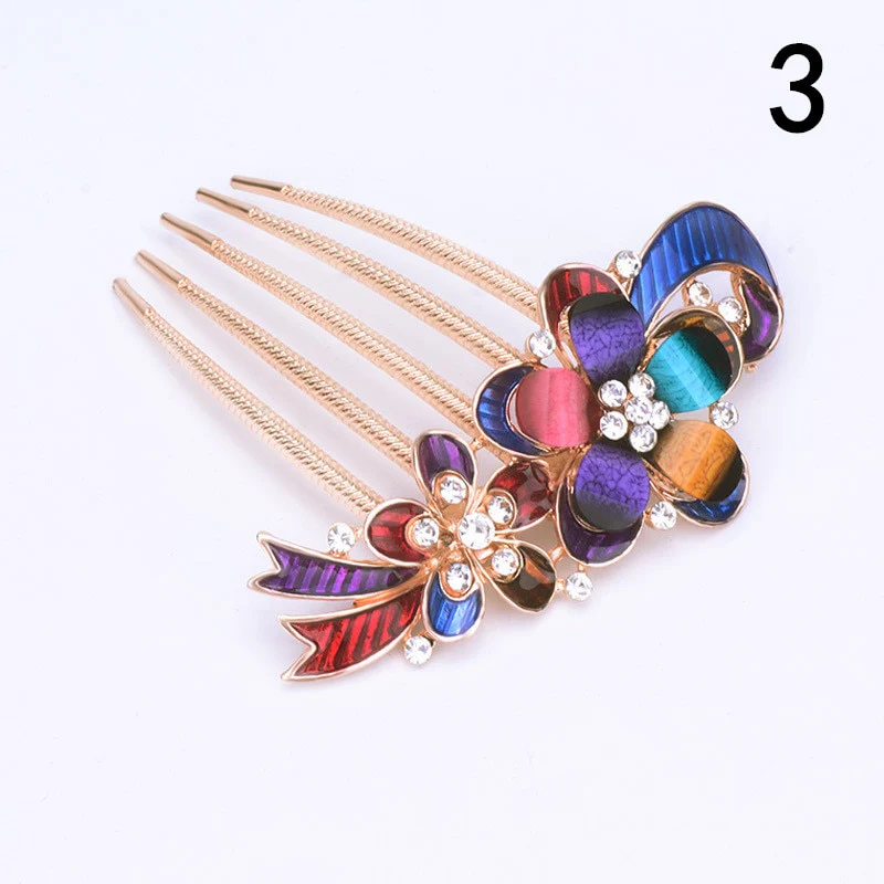 Rhinestone Hollow Out Colorful Flower Hair Pin - Image 28