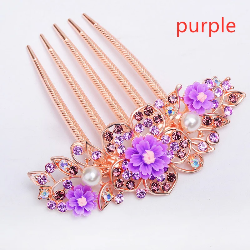 Rhinestone Hollow Out Colorful Flower Hair Pin - Image 29