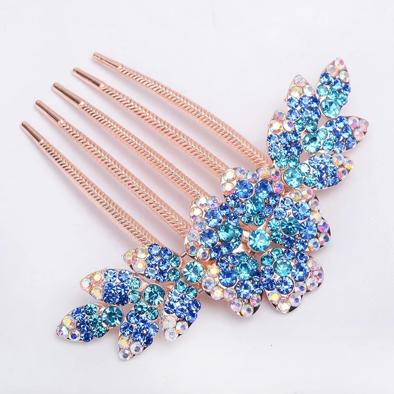 Rhinestone Hollow Out Colorful Flower Hair Pin - Image 3