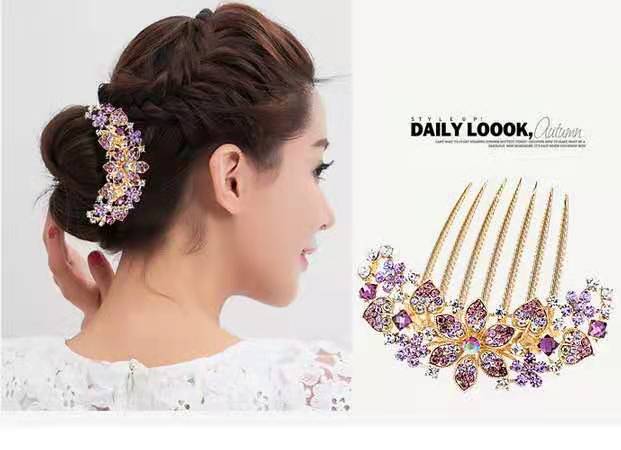 Rhinestone Hollow Out Colorful Flower Hair Pin - Image 30