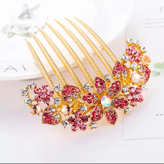 Rhinestone Hollow Out Colorful Flower Hair Pin - Image 34