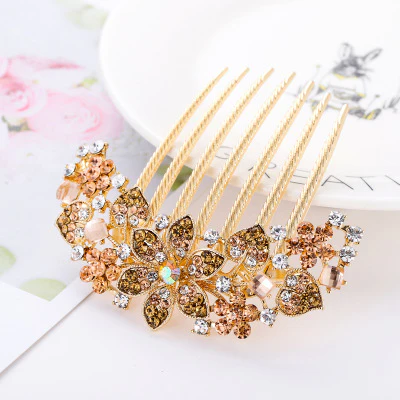 Rhinestone Hollow Out Colorful Flower Hair Pin - Image 36